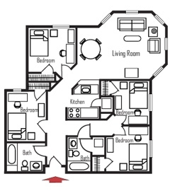 4BR/2BA - South Campus Commons