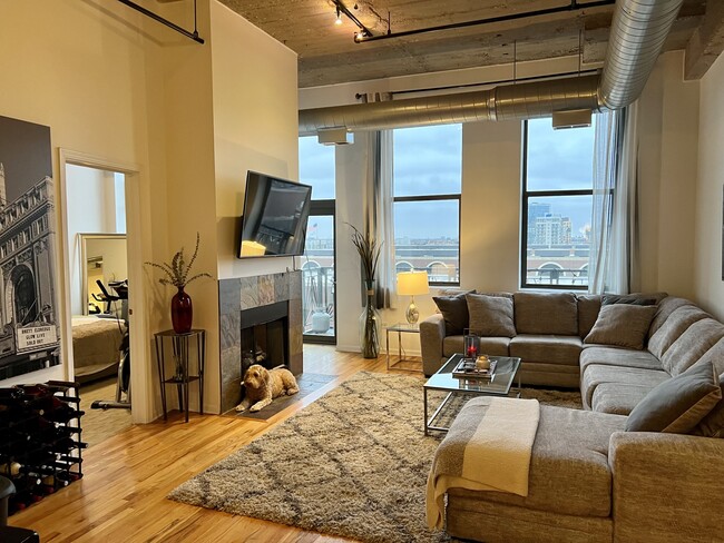 Living room with access to Balcony - 758 N Larrabee St