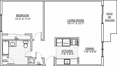 1BR/1BA - Townhouse Gardens