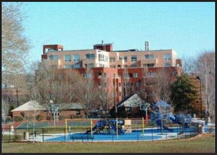 Building view from playground, courts - 50 Watertown St