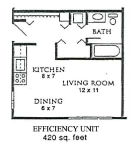1 Bathroom Efficiency Unit - Maple Gardens