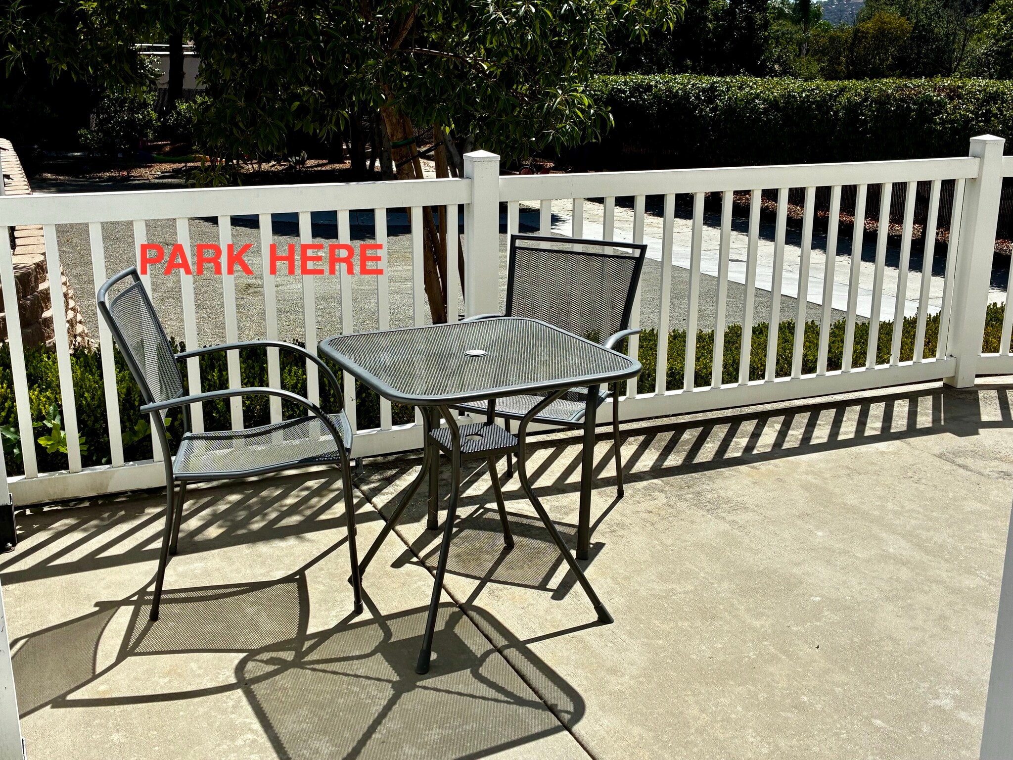 Patio & parking spot - 649 Crest Dr