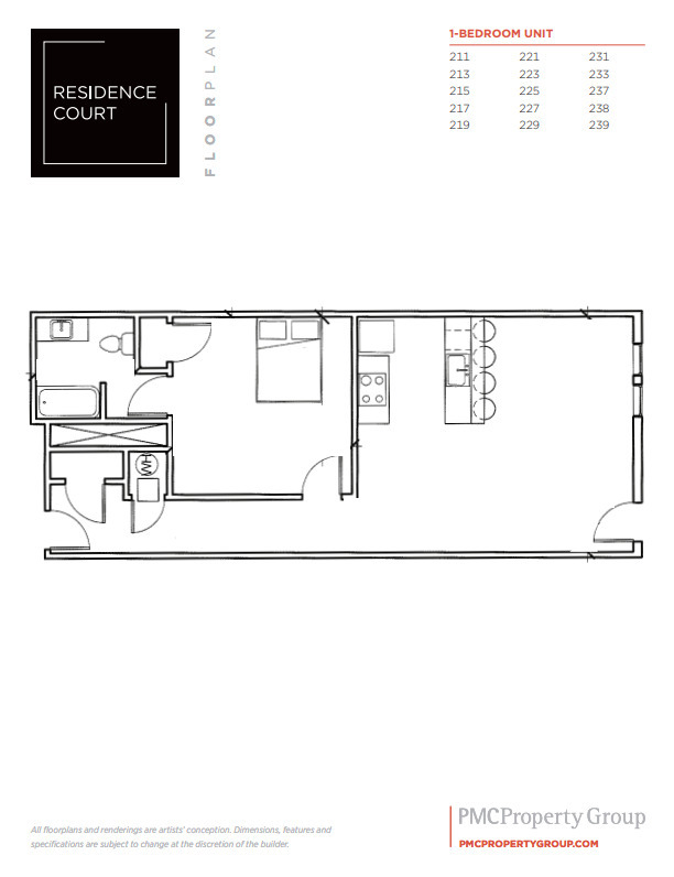 1-BEDROOM UNIT B - Residence Court