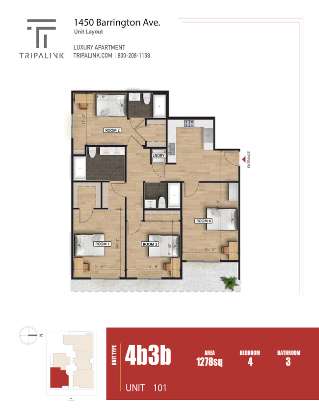 Floorplan - 1450 S Barrington Ave