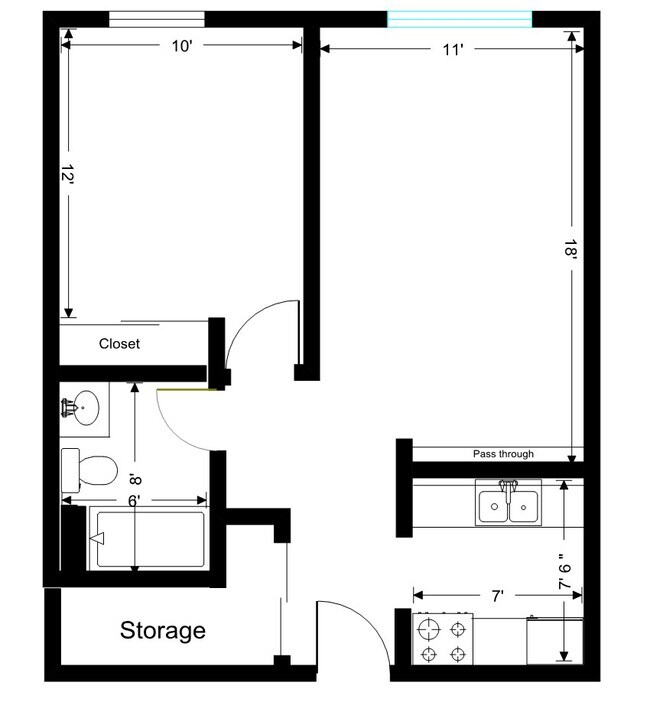 1-Bedroom Layout - River Ridge Apartments