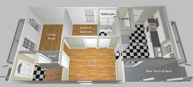1st. Floor 3D Layout - 220 Oak St