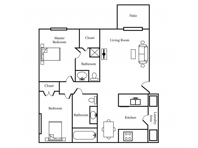 2 Bed - 2 Bath - 950 sq. ft. - Ozark Plantation