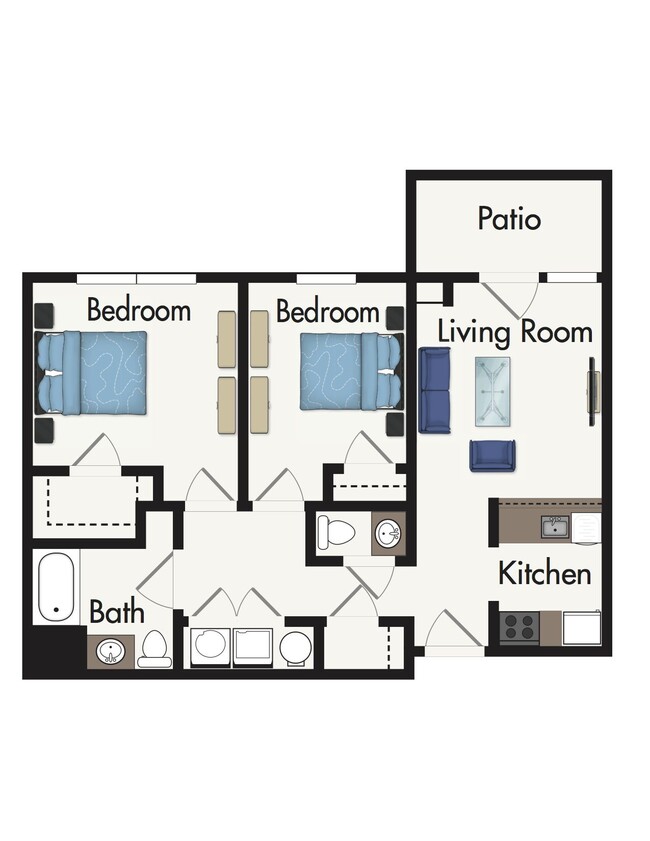 2 Bedroom / 2 Bath / 880 Sq.Ft. - Victoria Place Apartments