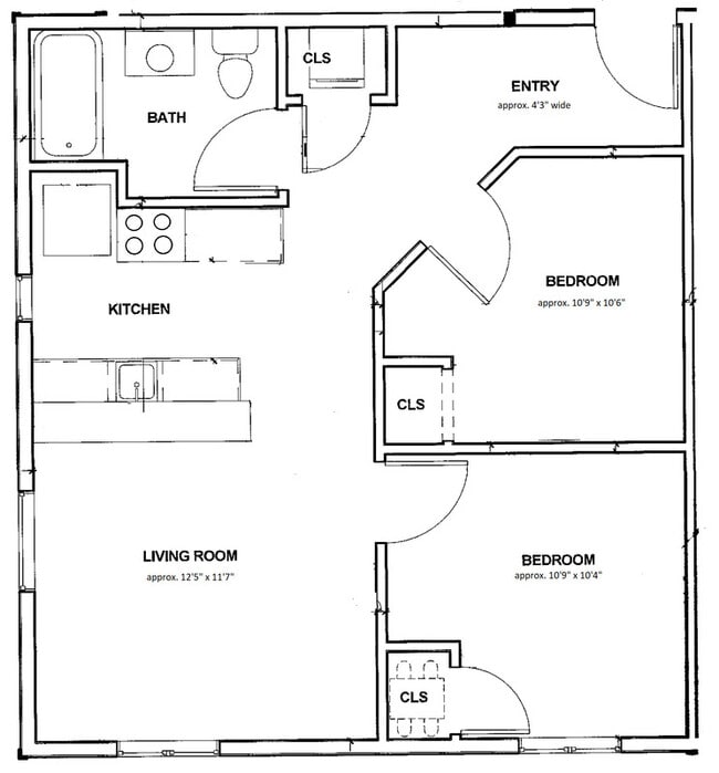 E2 Northwest Corner - 2bd/2person (floor plan) - The Elements