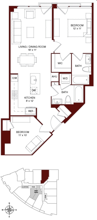 2BR/2BA - The Darcy