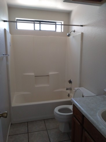 Bathroom with shower/tub, toilet & vanity - 437 S Sunset St