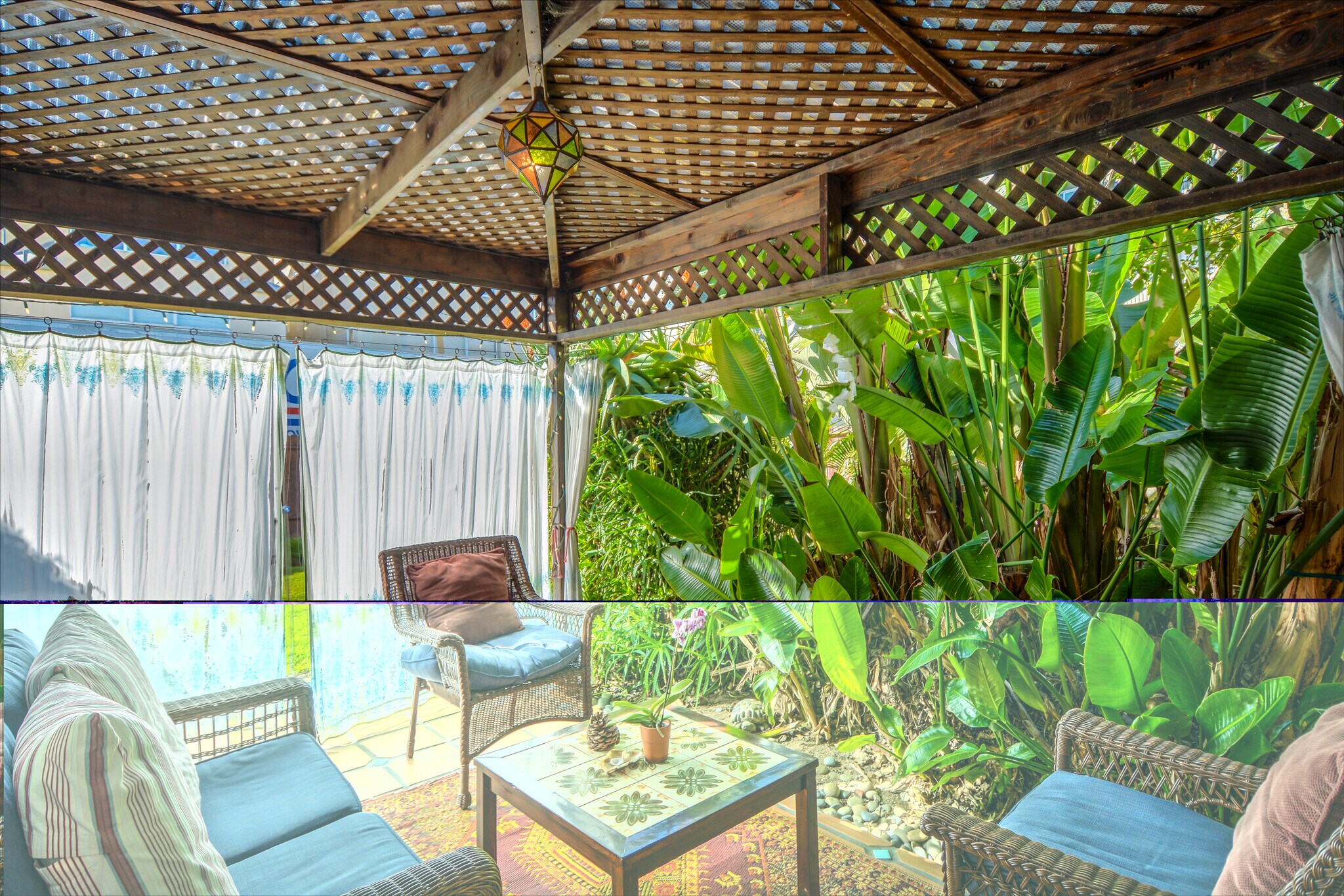 Indoor/Outdoor Cabana Room (left). Gas Grill nook beyond lounge chairs. - 14 S Venice Blvd