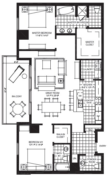 2BR/2.5BA - The Mark