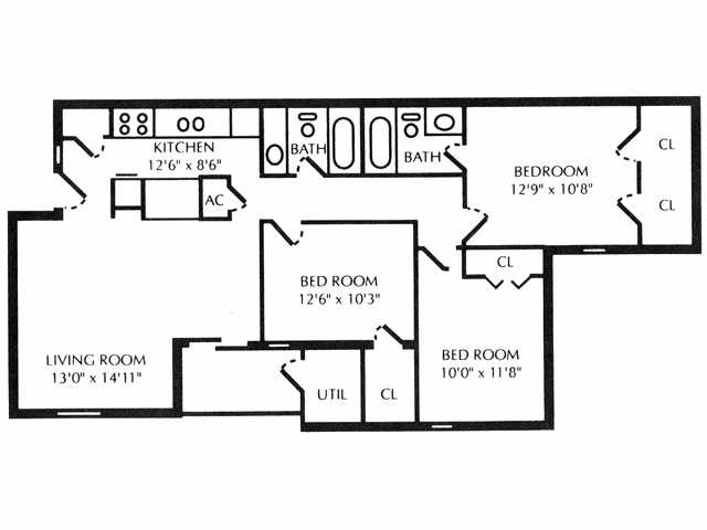 Three Bedroom Garden - Willow Creek Apartments