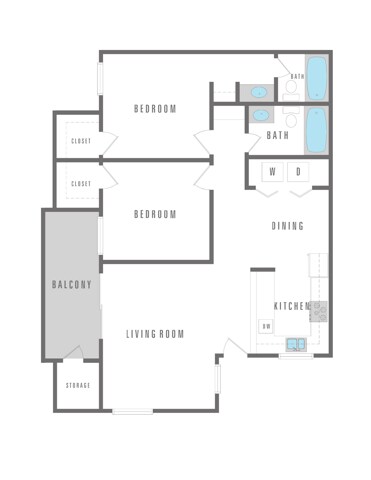 2 Bedroom 2 Bath 1075 sqft - Emerald Bay