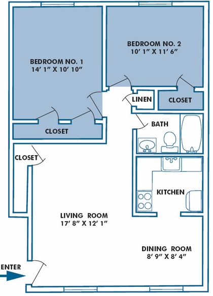 2BR/1BA - Mallory Apartments