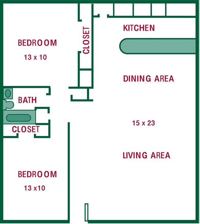 2BR/1BA - Bronco Apartments