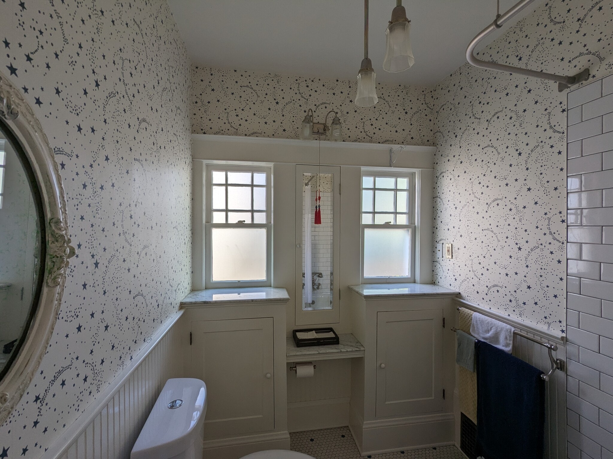 Bathroom, built-in storage with privacy glass - 1974 SE 24th Ave