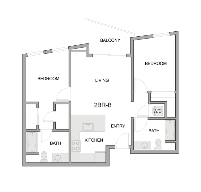 2D Floor Plan Rendering of a Two-Bedroom Apartment - Textur