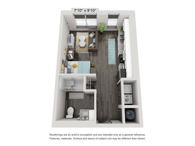 The Studio Flat ADA Floorplan - Atlas Athens