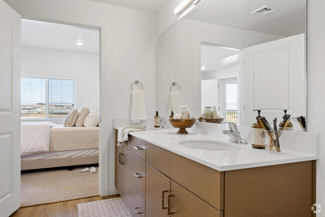 En suite Bathroom with double vainity - Sky at Brio, an Active Adult (62+) Community