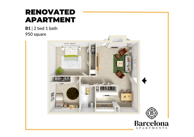 2 bed 1 bath renovated - Barcelona Apartments