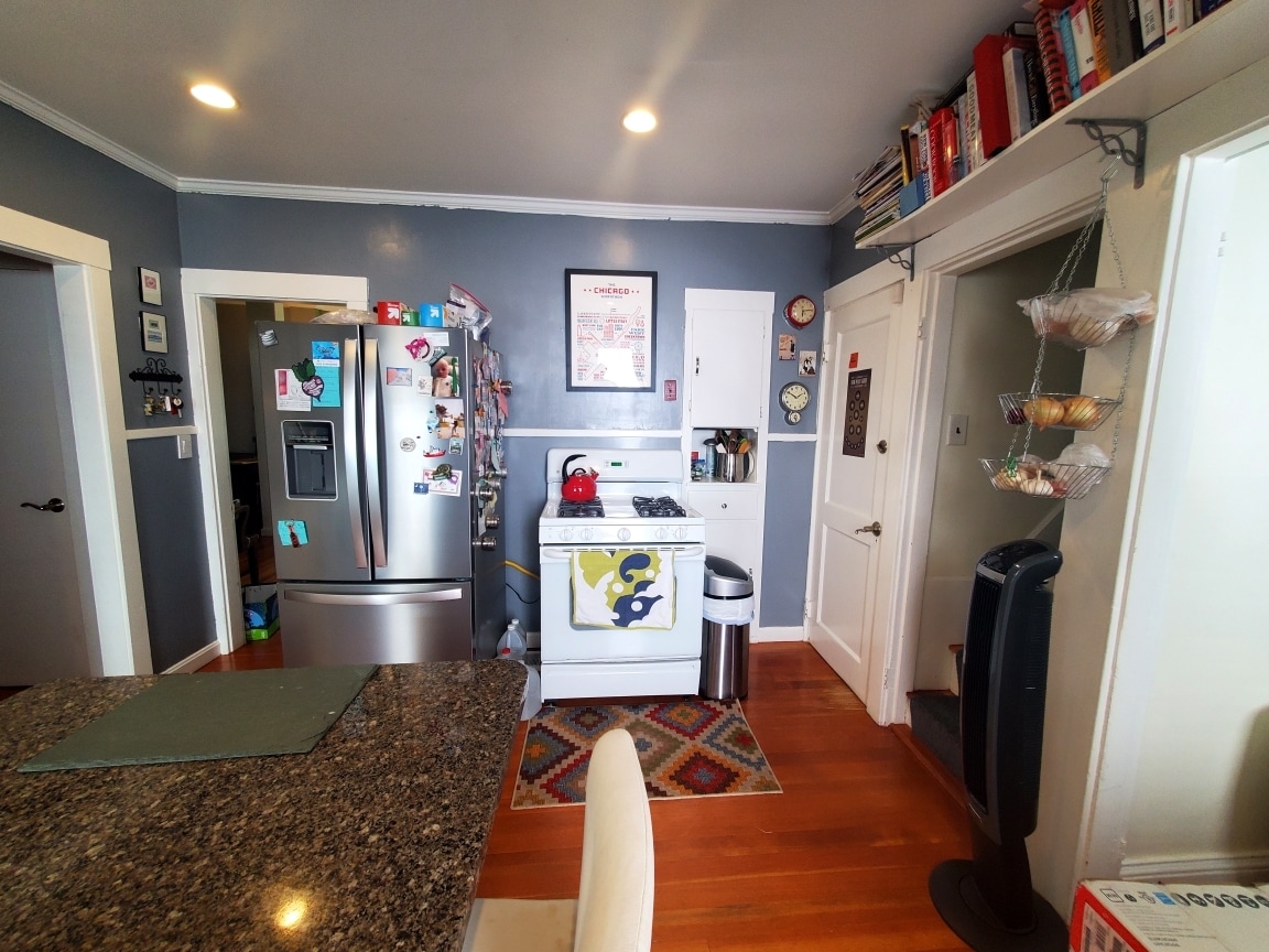 Kitchen with new stainless steel french door fridge - 59 Cameron Ave