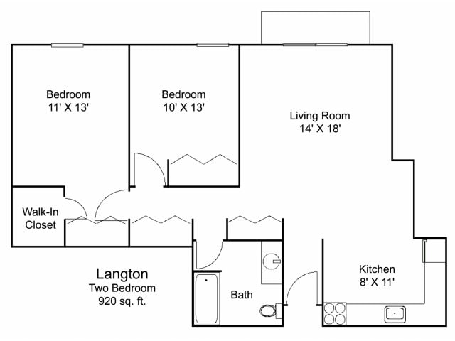 Langton Floor Plan - Hillsborough Apartments