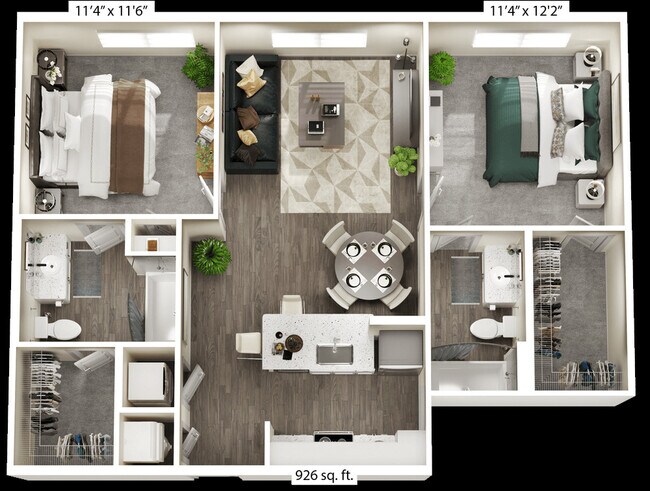 Two-Bedroom-D-Alt-Floorplan-2BR-DA - The Flats at Laurel & Pine