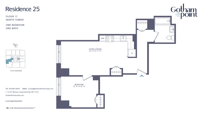 1 BR- Residence 1725- 165% AM - Gotham Point Lottery- North Tower