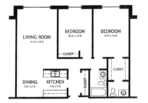Floor Plan 2BR/1.5BA - 1480 Randolph Ave