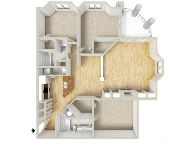 Owen - three bedroom floor plan - Waterloo Place Apartments
