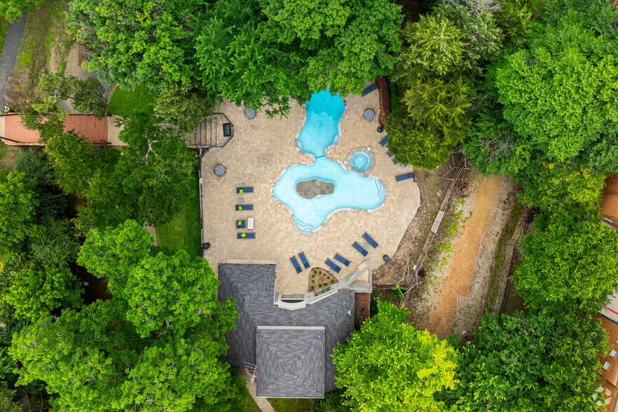 Aerial View of Resort Style Pool & Grilling Area - Oaks White Rock