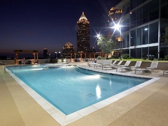 Swimming Pool at night - 1080 Peachtree St NE