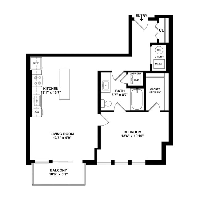 A2 Floor plan W Dimensions - Courthouse Square Apartments
