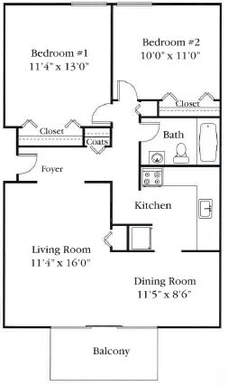 2BR/1BA - Golfside Apartments