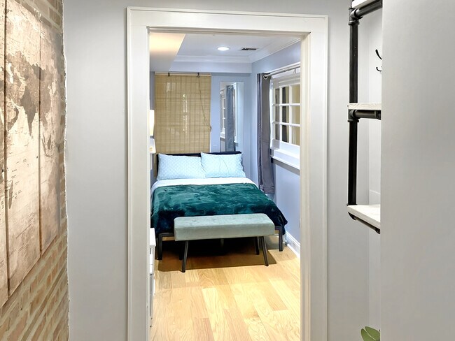 Guest bedroom, full bed, walk-in, storage area. - 328 Garden St