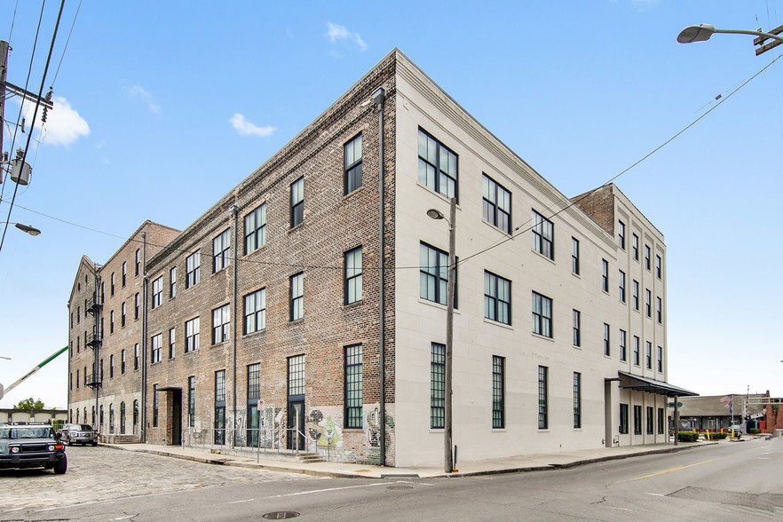 View of the Rice Mill from the corner of Montegut and Chartres - National Rice Mill Lofts