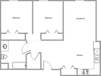 2BR/1BA - Parkside Apartments