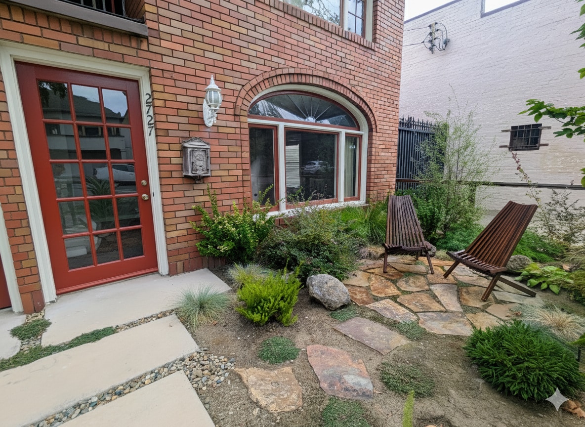 Front door and flagstone patio - 2727 T St