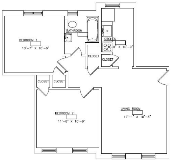 2BR/1BA - College Arms