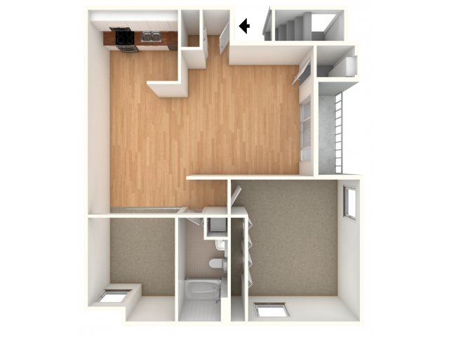 One bedroom with den floor plan - Summit Trace Apartments