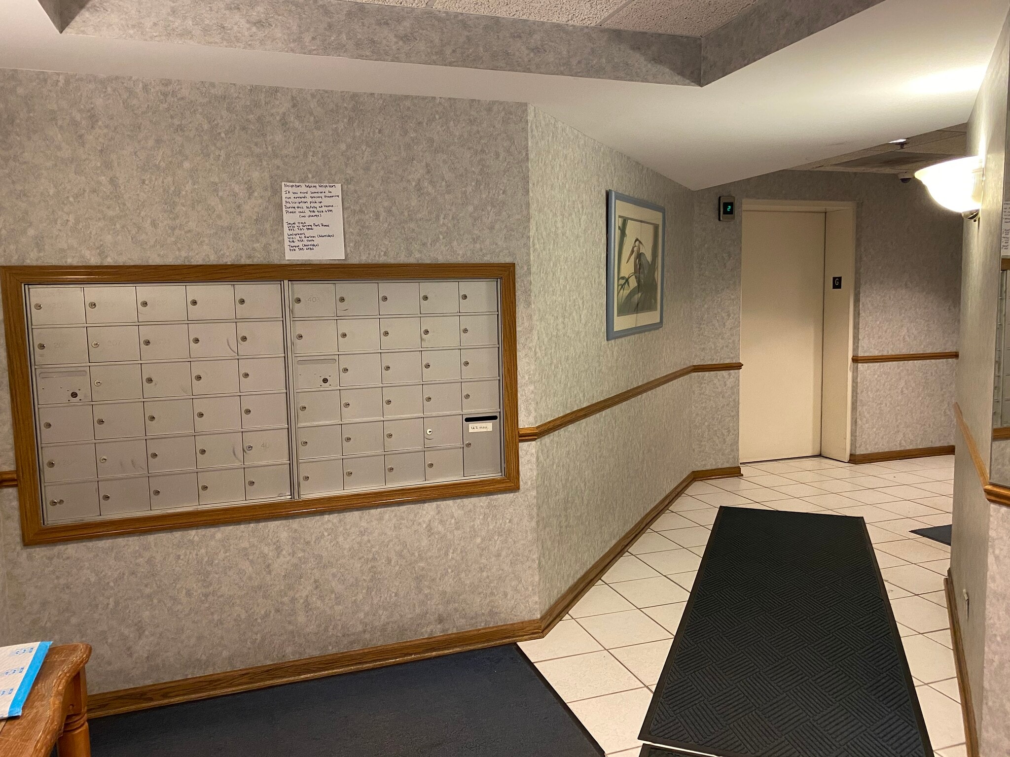 Mailboxes and elevator - 6400 W Berteau Ave