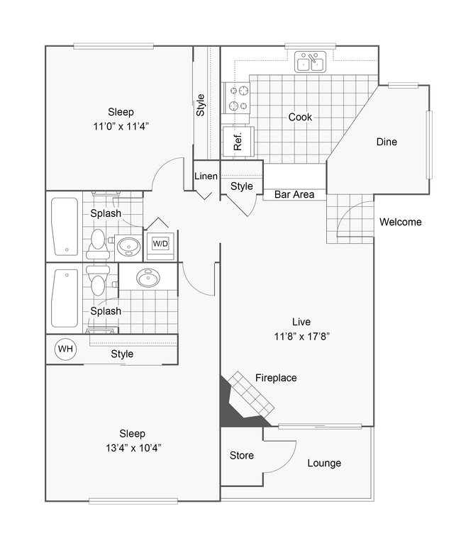 Cedar Flat | 2-Bedroom Floorplan - Arrive West Linn