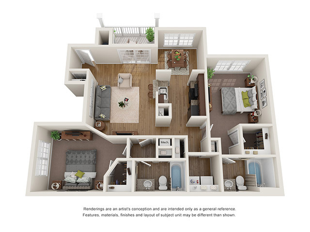 Floorplan - Ashley Cascade Apartments