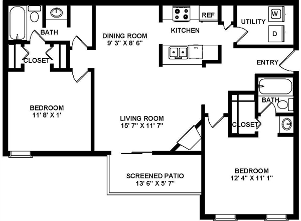 2BR/2BA - The Palms