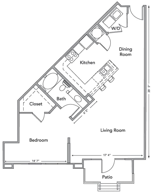 The Franklin Floor Plan - 1BR/1BA - Boulevard at Anson I