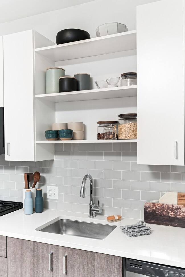 Custom built-in kitchen shelving - Modera Framingham