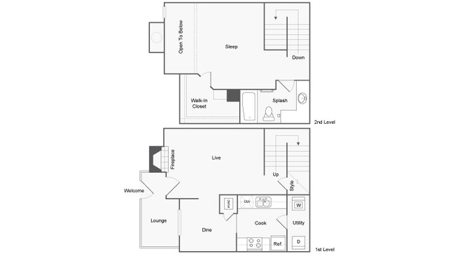 1 BR x 1 BA Townhome - A Floorplan - ReNew Andrews