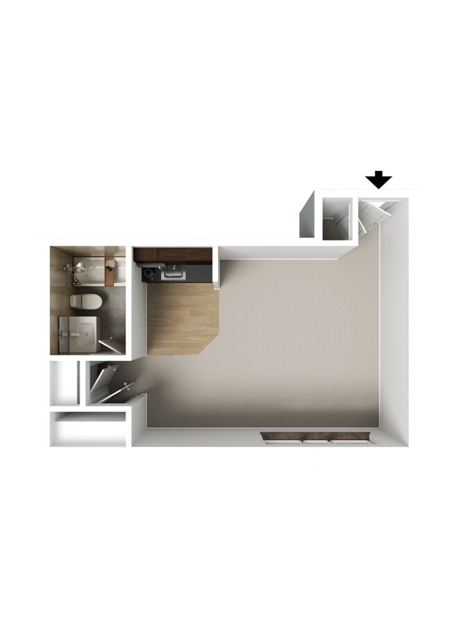 Efficiency Unit Layout - Woods View Apartments
